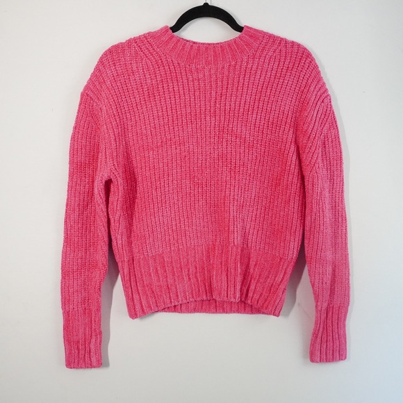 COS Womens Pink Chenille Textured Knit Crew Neck Long Sleeve Pullover Sweater XS - Picture 1 of 7